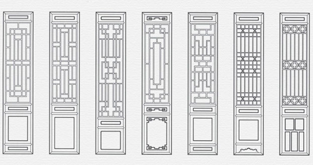 垦利常用中式仿古花窗图案隔断设计图